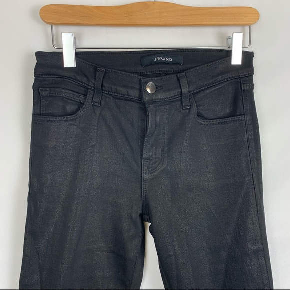 J BRAND Coated Black Skinny Jeans with Lace Detail Sz 6 - Picture 5 of 8